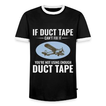 Aircraft Mechanic Aviation Maintenance Duct Tape - Men's Ringer Shirt - black/white - Front - AI Model Female 172 light (172cm) & AI Model Male 178 light (178cm)