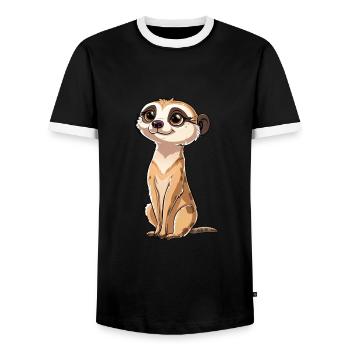 Verspielter Erdmännchen Blick - Männer Kontrast-T-Shirt - Schwarz/Weiß - Vorne - AI Model Female 172 light (172cm) & AI Model Male 178 light (178cm)
