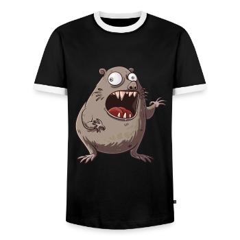Funny Mole Cartoon For You - Men's Ringer Shirt - black/white - Front - AI Model Female 172 light (172cm) & AI Model Male 178 light (178cm)