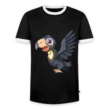 Kalifornischer Kondor in lebhafter Pose - Männer Kontrast-T-Shirt - Schwarz/Weiß - Vorne - AI Model Female 172 light (172cm) & AI Model Male 178 light (178cm)