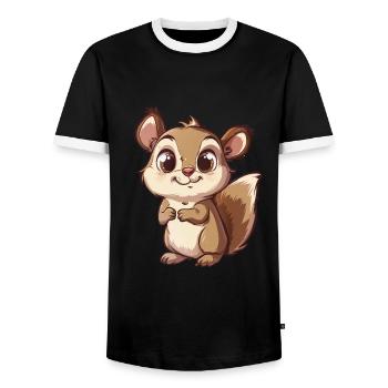 Tamia mignon avec de grands yeux - T-shirt contrasté Homme - noir/blanc - Devant - AI Model Female 172 light (172cm) & AI Model Male 178 light (178cm)