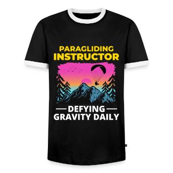 Parapente Pilote Parapente Instructeur Montagne - T-shirt contrasté Homme - noir/blanc - Devant - AI Model Female 172 light (172cm) & AI Model Male 178 light (178cm)