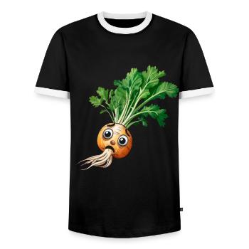 Turnips Garden Gardening Vegetables Hobby Gardeners - Men's Ringer Shirt - black/white - Front - AI Model Female 172 light (172cm) & AI Model Male 178 light (178cm)