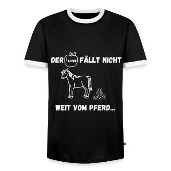 The apple doesn't fall far from the horse - Men's Ringer Shirt - black/white - Front - AI Model Female 172 light (172cm) & AI Model Male 178 light (178cm)