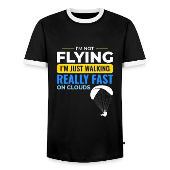 Paramotor Pilot Paramotoring Powered Paraglider - Men's Ringer Shirt - black/white - Front - AI Model Female 172 light (172cm) & AI Model Male 178 light (178cm)