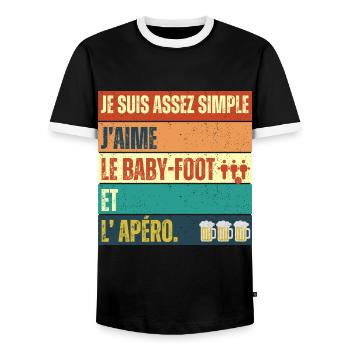 J' aime le baby-foot et l' apéro cadeau vintage - T-shirt contrasté Homme - noir/blanc - Devant - AI Model Female 172 light (172cm) & AI Model Male 178 light (178cm)