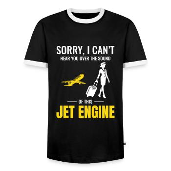 Flight Attendant Aviation Cabin Crew Airline Staff - Men's Ringer Shirt - black/white - Front - AI Model Female 172 light (172cm) & AI Model Male 178 light (178cm)