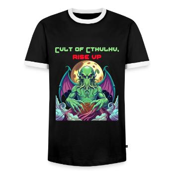 Cthulhu Horror Monster No Lives Matter T-Shirt - Männer Kontrast-T-Shirt - Schwarz/Weiß - Vorne - AI Model Female 172 light (172cm) & AI Model Male 178 light (178cm)