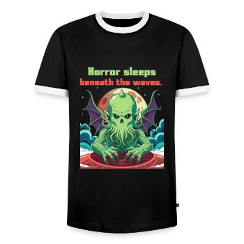 Cthulhu Monster Horror No Lives Matter T-Shirt - Männer Kontrast-T-Shirt - Schwarz/Weiß - Vorne - AI Model Female 172 light (172cm) & AI Model Male 178 light (178cm)