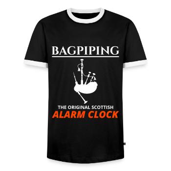 Dudelsackspieler Instrument Schottisch Schottland Musik - Männer Kontrast-T-Shirt - Schwarz/Weiß - Vorne - AI Model Female 172 light (172cm) & AI Model Male 178 light (178cm)