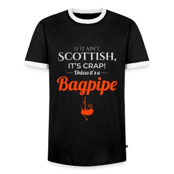Dudelsackspieler Instrument Schottisch Schottland Musik - Männer Kontrast-T-Shirt - Schwarz/Weiß - Vorne - AI Model Female 172 light (172cm) & AI Model Male 178 light (178cm)