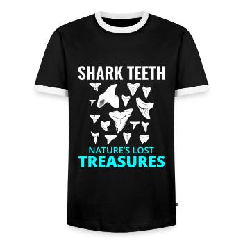 Haifischzähne Sammler Fossilienjagd Paläontologie - Männer Kontrast-T-Shirt - Schwarz/Weiß - Vorne - AI Model Female 172 light (172cm) & AI Model Male 178 light (178cm)