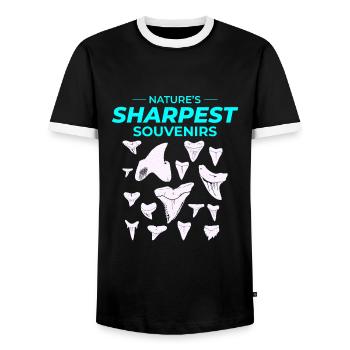 Haifischzähne Sammler Fossilienjagd Paläontologie - Männer Kontrast-T-Shirt - Schwarz/Weiß - Vorne - AI Model Female 172 light (172cm) & AI Model Male 178 light (178cm)