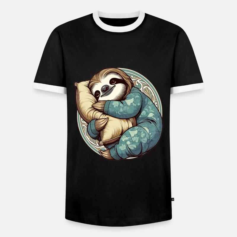 Sloth Sleeping Passion Gift - Men's Ringer Shirt - black/white