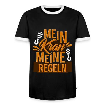Krahnführer Kranfahrer - Männer Kontrast-T-Shirt - Schwarz/Weiß - Vorne - AI Model Female 172 light (172cm) & AI Model Male 178 light (178cm)