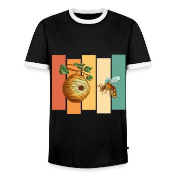 Ruche d’abeille - T-shirt contrasté Homme - noir/blanc - Devant - AI Model Female 172 light (172cm) & AI Model Male 178 light (178cm)