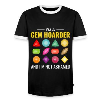 Crystal Collecting Rock Hunting Mineral Collector - Men's Ringer Shirt - black/white - Front - AI Model Female 172 light (172cm) & AI Model Male 178 light (178cm)