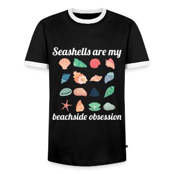 Seashells Collector Beachcomber Sea Shell Ocean - Men's Ringer Shirt - black/white - Front - AI Model Female 172 light (172cm) & AI Model Male 178 light (178cm)