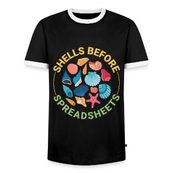 Seashells Collector Beachcomber Sea Shell Ocean - Men's Ringer Shirt - black/white - Front - AI Model Female 172 light (172cm) & AI Model Male 178 light (178cm)