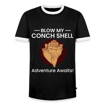 Conch Seashells Collector Beachcomber Sea Shell - Men's Ringer Shirt - black/white - Front - AI Model Female 172 light (172cm) & AI Model Male 178 light (178cm)