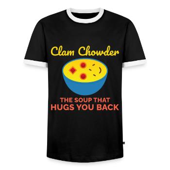 Muschelsuppe Schalentiere urkomische Meeresfrüchtesuppe - Männer Kontrast-T-Shirt - Schwarz/Weiß - Vorne - AI Model Female 172 light (172cm) & AI Model Male 178 light (178cm)