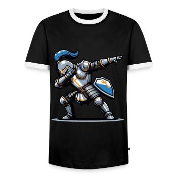 Dabbender Ritter, Mittelalter Kostüm - Männer Kontrast-T-Shirt - Schwarz/Weiß - Vorne - AI Model Female 172 light (172cm) & AI Model Male 178 light (178cm)
