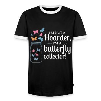 Schmetterlinge, Schmetterlinge, Insektensammler, Entomologie - Männer Kontrast-T-Shirt - Schwarz/Weiß - Vorne - AI Model Female 172 light (172cm) & AI Model Male 178 light (178cm)