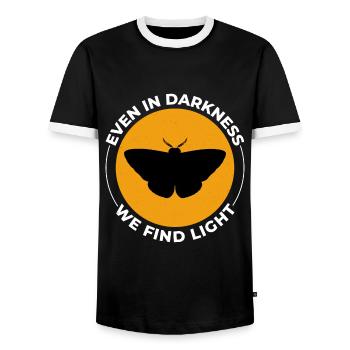 Moth Nocturnal Animal Insect Collector Entomology - Men's Ringer Shirt - black/white - Front - AI Model Female 172 light (172cm) & AI Model Male 178 light (178cm)