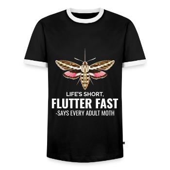 Moth Nocturnal Animal Insect Collector Entomology - Men's Ringer Shirt - black/white - Front - AI Model Female 172 light (172cm) & AI Model Male 178 light (178cm)