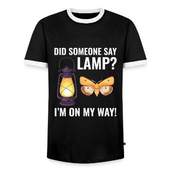Moth Nocturnal Animal Insect Collector Entomology - Men's Ringer Shirt - black/white - Front - AI Model Female 172 light (172cm) & AI Model Male 178 light (178cm)