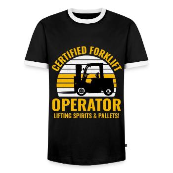 Conducteur de chariot élévateur Conducteur d’équipement lourd Drôle - T-shirt contrasté Homme - noir/blanc - Devant - AI Model Female 172 light (172cm) & AI Model Male 178 light (178cm)