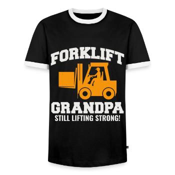 Chariot élévateur Grand-père Conducteur d’équipement lourd - T-shirt contrasté Homme - noir/blanc - Devant - AI Model Female 172 light (172cm) & AI Model Male 178 light (178cm)