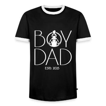Boy DAD 2025 - DAD - Vater und Sohn - Geschenk - Männer Kontrast-T-Shirt - Schwarz/Weiß - Vorne - AI Model Female 172 light (172cm) & AI Model Male 178 light (178cm)