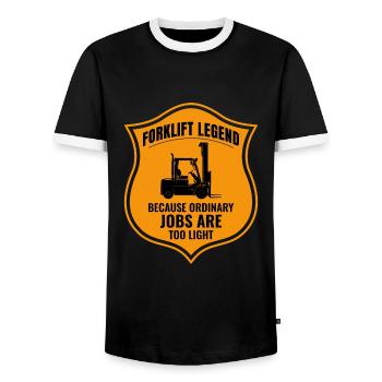 Conducteur de chariot élévateur Conducteur d’équipement lourd Drôle - T-shirt contrasté Homme - noir/blanc - Devant - AI Model Female 172 light (172cm) & AI Model Male 178 light (178cm)