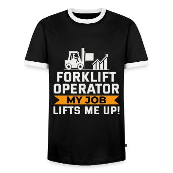 Conducteur de chariot élévateur Conducteur d’équipement lourd Drôle - T-shirt contrasté Homme - noir/blanc - Devant - AI Model Female 172 light (172cm) & AI Model Male 178 light (178cm)