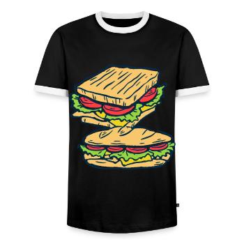 Sandwich Fast Food Cook Cooks Cook Cook - Men's Ringer Shirt - black/white - Front - AI Model Female 172 light (172cm) & AI Model Male 178 light (178cm)