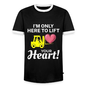 Gabelstaplerfahrer Fahrer Valentinstag Lustig - Männer Kontrast-T-Shirt - Schwarz/Weiß - Vorne - AI Model Female 172 light (172cm) & AI Model Male 178 light (178cm)