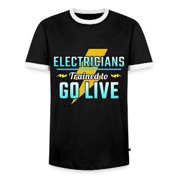 Electrician Humor Electrical Technician Engineer - Men's Ringer Shirt - black/white - Front - AI Model Female 172 light (172cm) & AI Model Male 178 light (178cm)