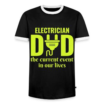 Électricien Papa Technicien en électricité Fête des pères - T-shirt contrasté Homme - noir/blanc - Devant - AI Model Female 172 light (172cm) & AI Model Male 178 light (178cm)