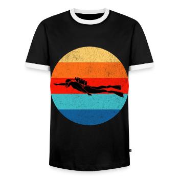 Plongeurs - T-shirt contrasté Homme - noir/blanc - Devant - AI Model Female 172 light (172cm) & AI Model Male 178 light (178cm)