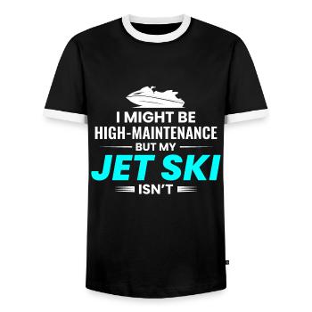 Amateur de jet ski Amateur de sports nautiques Océan - T-shirt contrasté Homme - noir/blanc - Devant - AI Model Female 172 light (172cm) & AI Model Male 178 light (178cm)