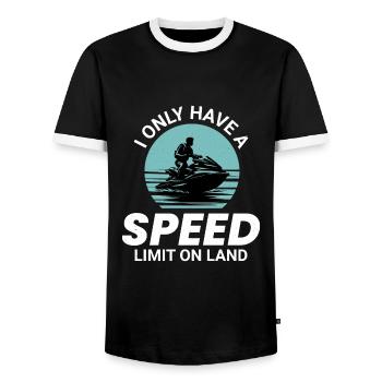 Jet Ski Ocean Ride Water Sports Adventure - Men's Ringer Shirt - black/white - Front - AI Model Female 172 light (172cm) & AI Model Male 178 light (178cm)