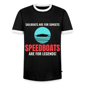 Courses de hors-bord pour les plaisanciers et les amateurs de sensations fortes - T-shirt contrasté Homme - noir/blanc - Devant - AI Model Female 172 light (172cm) & AI Model Male 178 light (178cm)