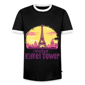 Tour eiffel à Paris - T-shirt contrasté Homme - noir/blanc - Devant - AI Model Female 172 light (172cm) & AI Model Male 178 light (178cm)