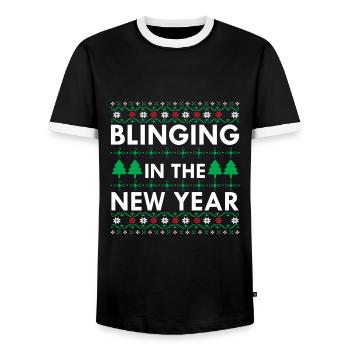 Blinging In The New Year - T-shirt contrasté Homme - noir/blanc - Devant - AI Model Female 172 light (172cm) & AI Model Male 178 light (178cm)