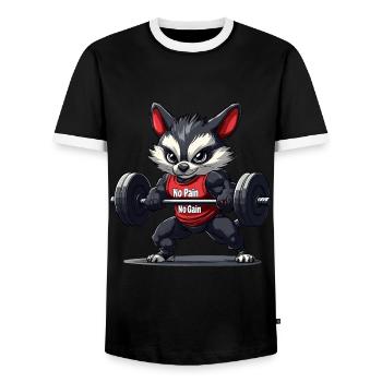 Ein Waschbär, der Kraftsport macht - Männer Kontrast-T-Shirt - Schwarz/Weiß - Vorne - AI Model Female 172 light (172cm) & AI Model Male 178 light (178cm)