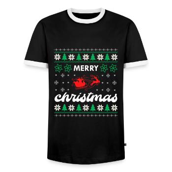 Merry Christmas - T-shirt contrasté Homme - noir/blanc - Devant - AI Model Female 172 light (172cm) & AI Model Male 178 light (178cm)