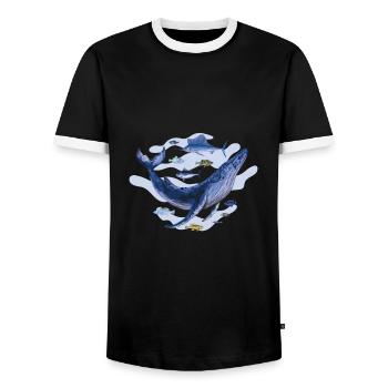 Poisson Poisson Créatures marines Baleine Mammifère marin - T-shirt contrasté Homme - noir/blanc - Devant - AI Model Female 172 light (172cm) & AI Model Male 178 light (178cm)