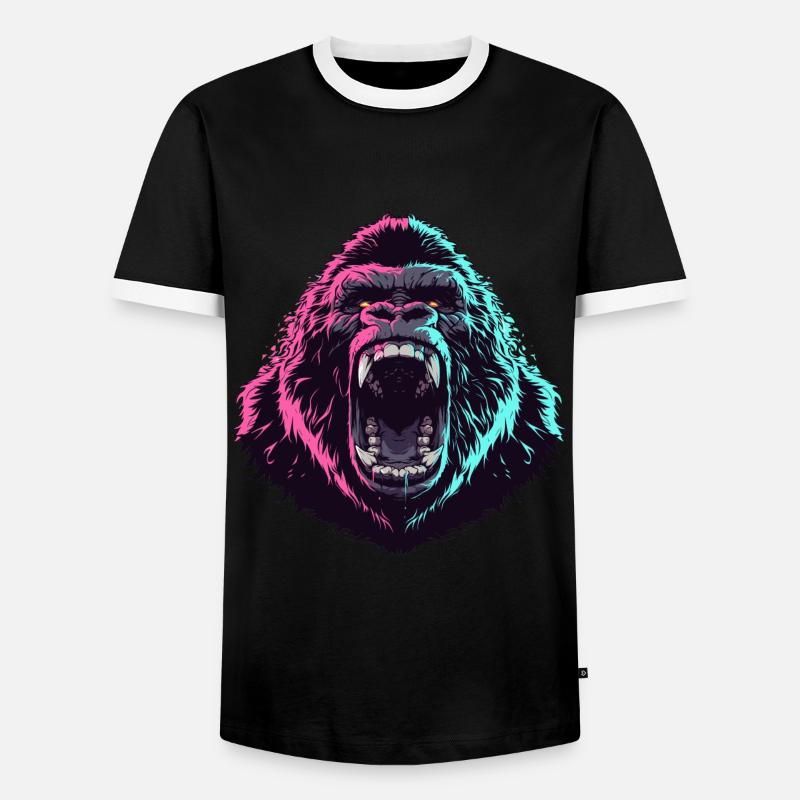 Wütender Gorillakopf im Pop-Art-Stil - Männer Kontrast-T-Shirt - Schwarz/Weiß