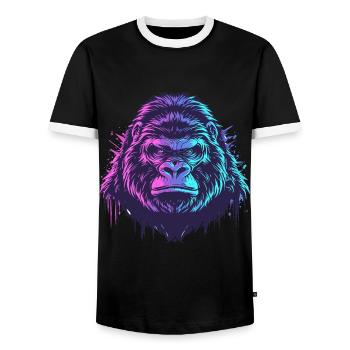 Gorille aux couleurs vives - T-shirt contrasté Homme - noir/blanc - Devant - AI Model Female 172 light (172cm) & AI Model Male 178 light (178cm)